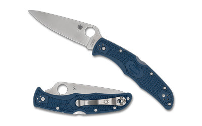 Spyderco C10PCBL Endura 4 Lightweight, 3.8" SPY27 Plain Edge Blade, Blue FRN Handle, Back Lock