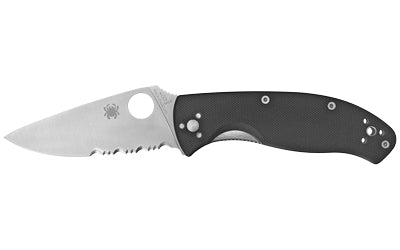 Spyderco Tenacious 3.39" Combo Edge Folder 8Cr13MoV Satin Steel Black G-10 Handle C122GPS