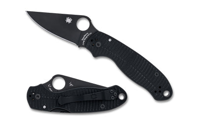 Spyderco Para 3 Salt C223GMCBKP 2.93" CPM MagnaCut Drop Point Folding Knife DLC Black G-10 Compression Lock