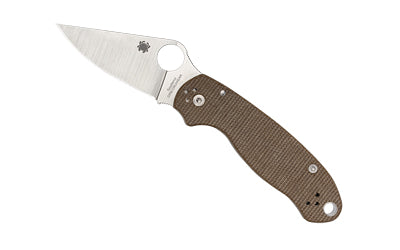 Spyderco Para 3 Knife, Compression Lock, Brown Canvas Micarta, CRU-WEAR Steel, 2.92" Plain Edge Blade C223MPCW