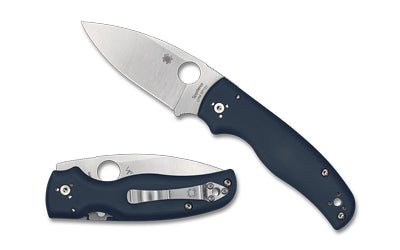 Spyderco Shaman Knife, Compression Lock, Blue G-10, SPY27 Steel, 3.58" Drop Point Plain Edge C229GPCBL