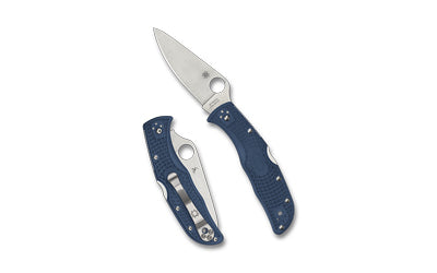 Spyderco C243PCBL Endela Lightweight, 3.41" SPY27 Plain Edge Blade, Blue FRN Handle, Back Lock