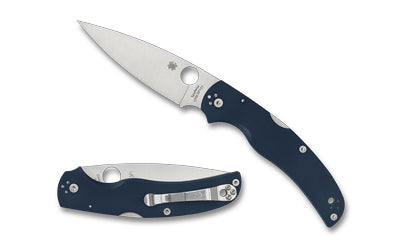 Spyderco Native Chief Knife, Back Lock, Blue G-10, SPY27 Steel, 4.08" Drop Point Plain Edge C244GPCBL