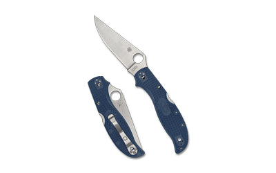 Spyderco C258PCBL Stretch 2 XL, 3.99" SPY27 Plain Edge Blade, Blue FRN Handle, 4-Position Clip
