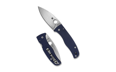 Spyderco Bodacious Knife, Compression Lock, Blue G-10, SPY27 Steel, 3.63" Leaf-Shaped Plain Edge C263GPCBL