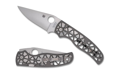 Spyderco C266ALP Edgerati Compression Lock Folding Knife, 3.57" S30V Blade, Gray Aluminum