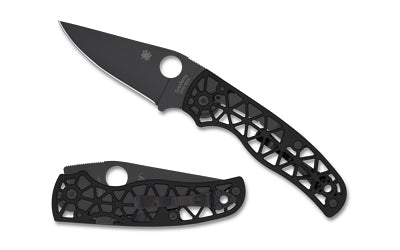Spyderco C266BKALBKP Edgerati Compression Lock All-Black Folder, 3.57" DLC S30V Blade