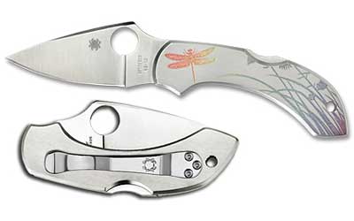 Spyderco Dragonfly 2.313" VG-10 Steel Folder Plain Edge Dragonfly Etched Blade C28PT