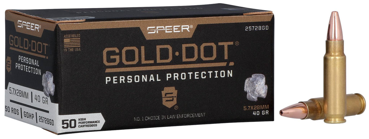 Speer Ammo 25728GD Gold Dot 5.7x28mm 40 gr Hollow Point (HP)