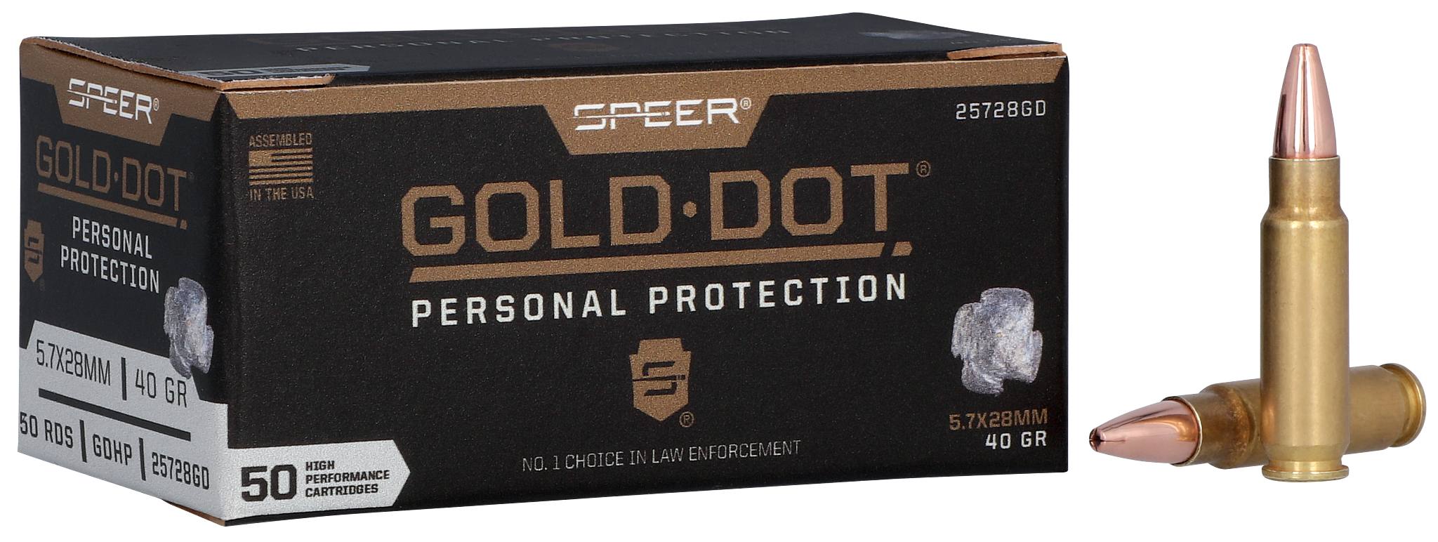 Speer Ammo 25728GD Gold Dot 5.7x28mm 40 gr Hollow Point (HP)