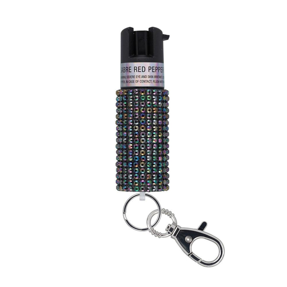 Sabre Jeweled Personal Pepper Spray Key Ring Black