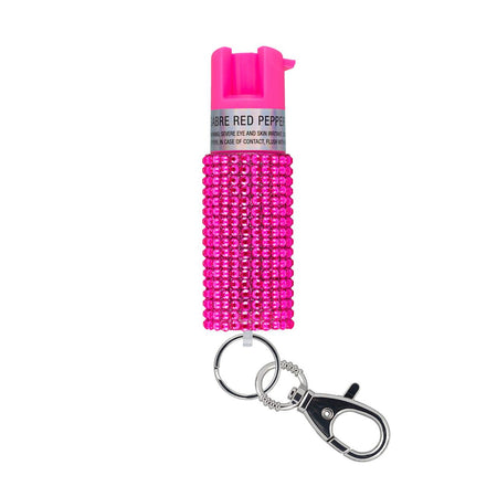 Sabre Pink Jeweled Pepper Spray with Key Ring and Twist Lock Safety
