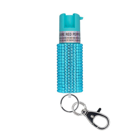 Sabre Teal Jeweled Pepper Spray with Key Ring and Twist Lock Safety