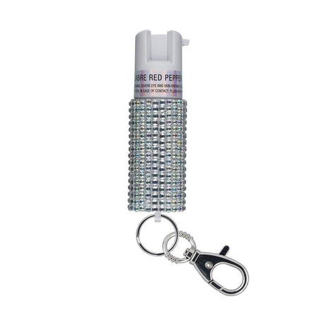 Sabre Silver Jeweled Pepper Spray with Key Ring and Twist Lock Safety