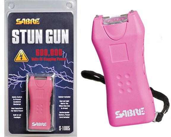 Sabre Mini Stun Gun with LED Light 600000V Pink