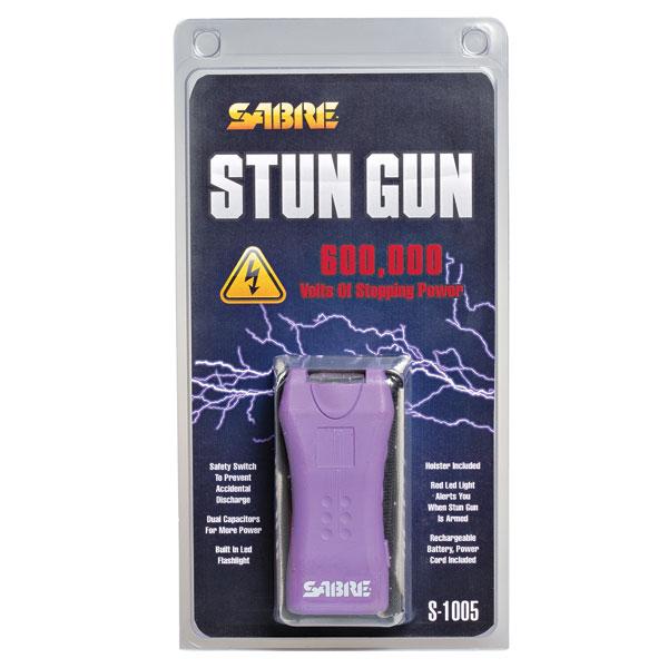 Sabre Mini Stun Gun with LED Light 600000V Light Purple