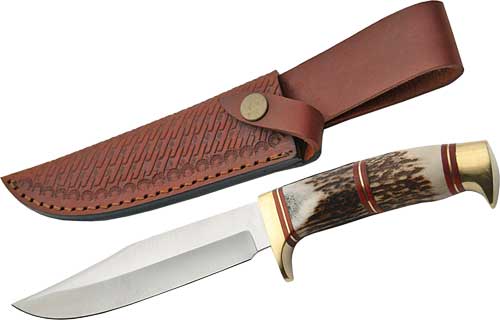 SZCO Steel Stag 5.75" Wolf Stag Hunter Knife and Sheath