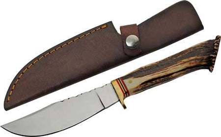 SZCO Steel Stag 5" Hunting Fixed Blade Knife with Antler Handle