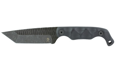 Stroup Knives Bravo 5 Tanto Fixed Blade, Acid Etched, Black G10 Handle, Includes Sheath, B5T-B-G10
