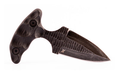 Stroup Knives SD1 Push Dagger Fixed Blade, Acid Etched, Black G10 Handle, Kydex Sheath, SD1-B-G10