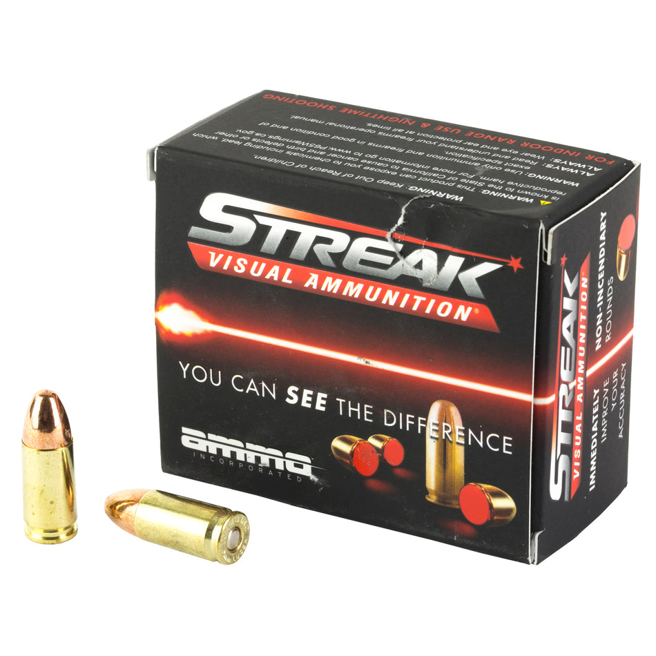 Ammo Inc 9mm Luger / Parabellum Streak Visual (RED) Tracer 115 grain Total Metal Case ammunition