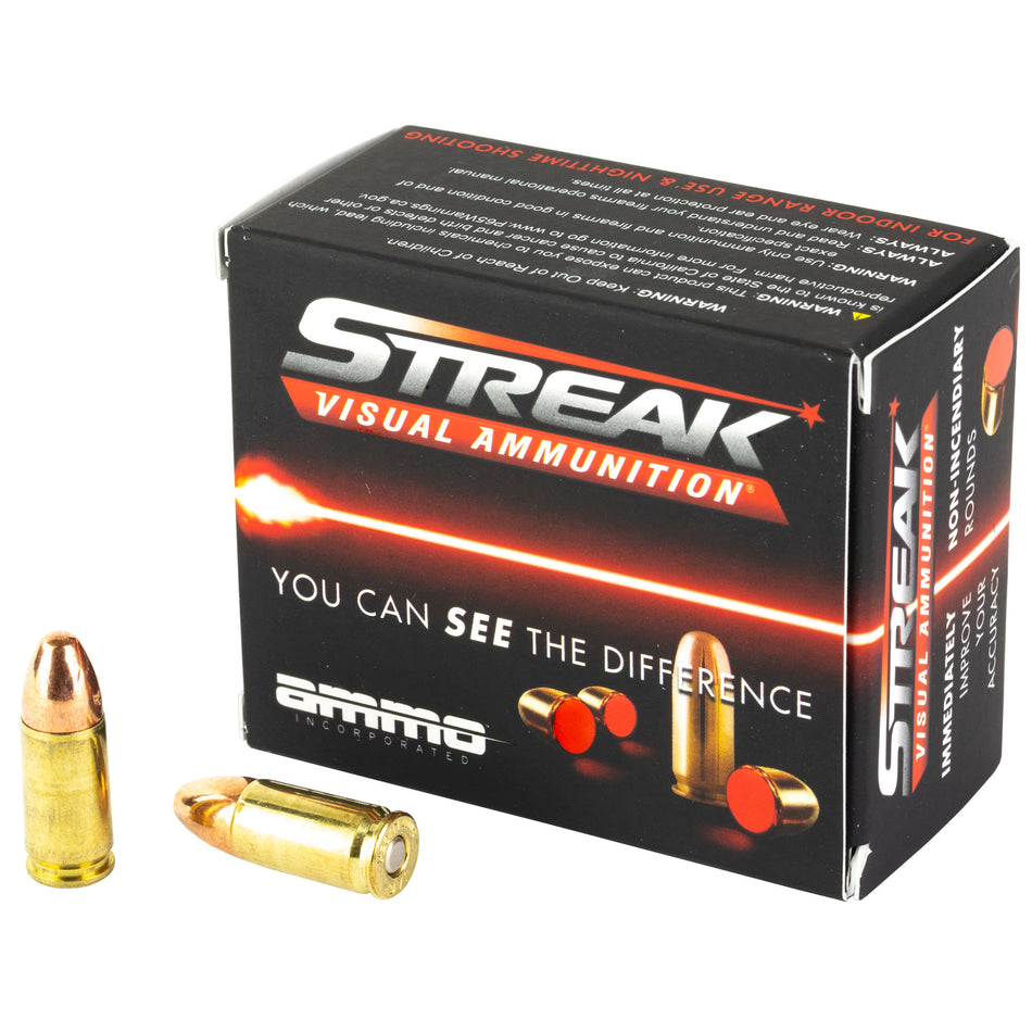 Streak Streak Visual (RED) Tracer Total Metal Jacket 124 Grain 9mm Luger/Parabellum 1065 fps 818778021710