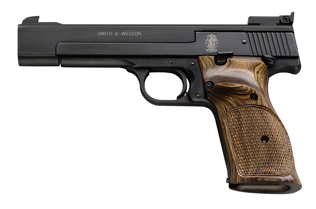 Smith & Wesson 130511 41 Full Size Frame 22 LR 10+1, 5.50" Blued Button Rifled Steel Barrel, Serrated Slide & Frame, Checkered Wood Target Grip