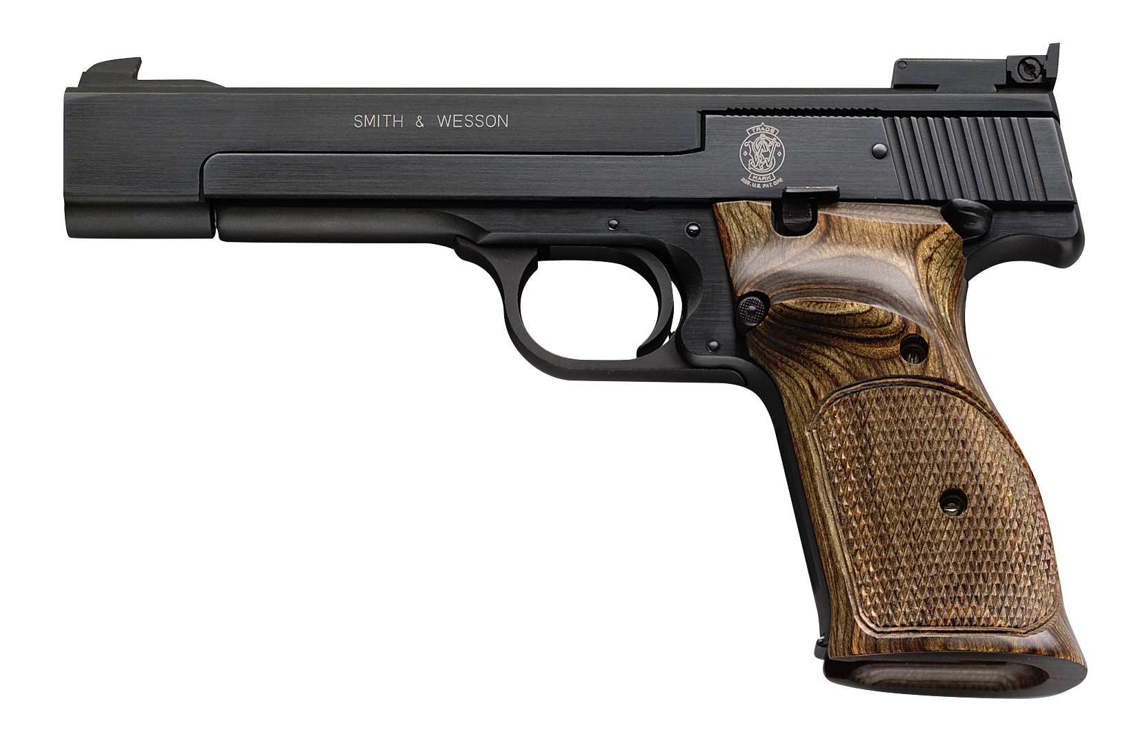 Smith & Wesson 130511 41 Full Size Frame 22 LR 10+1, 5.50" Blued Button Rifled Steel Barrel, Serrated Slide & Frame, Checkered Wood Target Grip