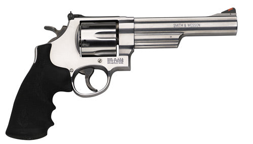 Smith & Wesson 163606 Model 629 44 Rem Mag or 44 S&W Spl Stainless Steel 6" Barrel & 6rd Cylinder, Satin Stainless Steel N-Frame, Red Ramp Front/White Outline Rear Sights
