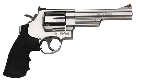 Smith & Wesson 163606 Model 629 44 Rem Mag or 44 S&W Spl Stainless Steel 6" Barrel & 6rd Cylinder, Satin Stainless Steel N-Frame, Red Ramp Front/White Outline Rear Sights