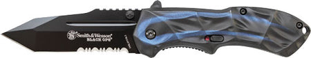 S&W Black Ops M.A.G.I.C. Assisted Opening Tanto Liner Lock Knife 3rd Gen Blue Handle