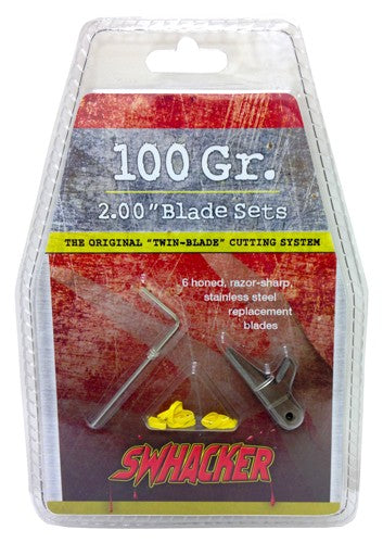 Swhacker 2-Blade 100 Grain Replacement Broadhead Blades 2" Cutting Diameter 6-Pack