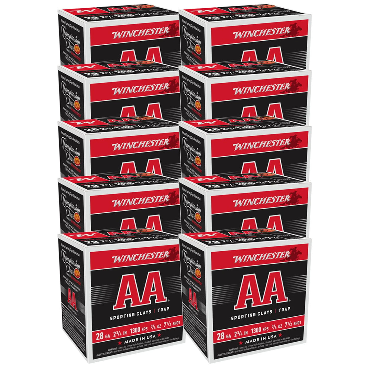 Winchester 28 Gauge Shotgun Ammo AA Supersport Sporting Clay 2.75 in 3/4 oz #7.5 1300 FPS