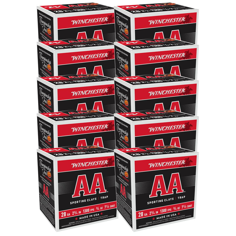 Winchester 28 Gauge Shotgun Ammo AA Supersport Sporting Clay 2.75 in 3/4 oz #7.5 1300 FPS