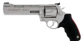 Taurus 2-444069 444 Raging Bull Large 44 Rem Mag 6 Shot 6.50" Matte Stainless Steel Ported Barrel, Cylinder & Frame, Black Rubber Grip, Transfer Bar Safety, Exposed Hammer