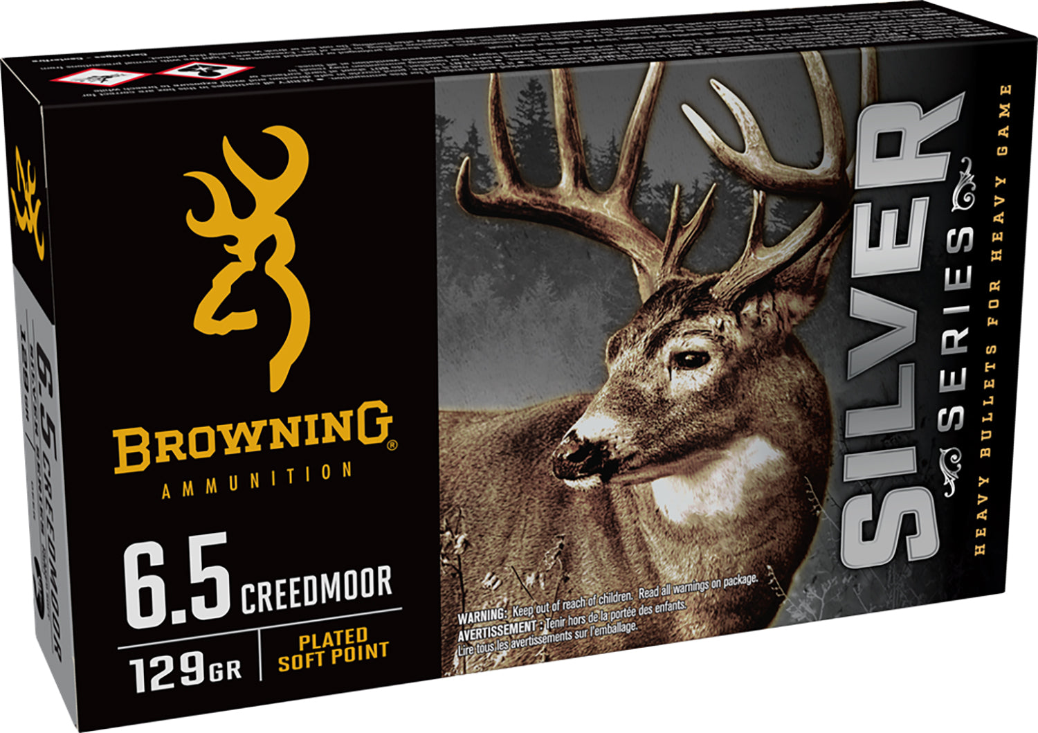 Browning Silver Plated Soft Point 129 Grain 6.5mm Creedmoor 2277 ft lbs 020892232266