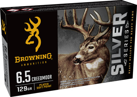 Browning Silver Plated Soft Point 129 Grain 6.5mm Creedmoor 2277 ft lbs 020892232266