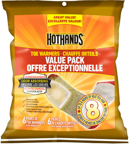 HotHands 8-Hour Toe Warmers with Adhesive 6-Pair Value Pack