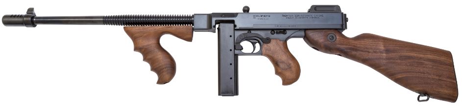 Thompson T114 1927A-1 Deluxe 45 ACP Caliber with 16.50" Barrel, 20+1 Capacity (Stick), Blued Metal Finish, American Walnut Stock Wood Grip Fixed Compensator Right Hand