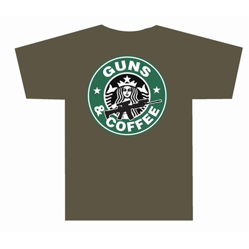 Tuff Products Guns and Coffee AR/M4 Tee Shirt OD Green Medium