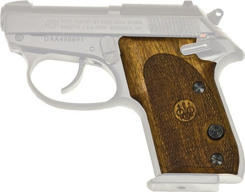 Beretta 3032 Tomcat Walnut Checkered Wood Grips with Trident Logo