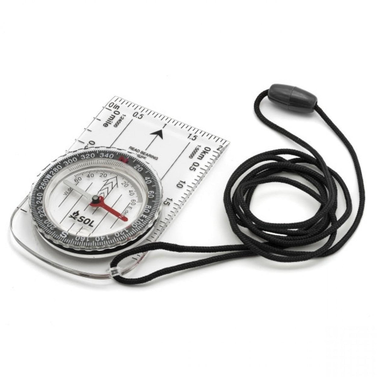 Survive Outdoors Longer Map Compass with Beveled Edge and Lanyard