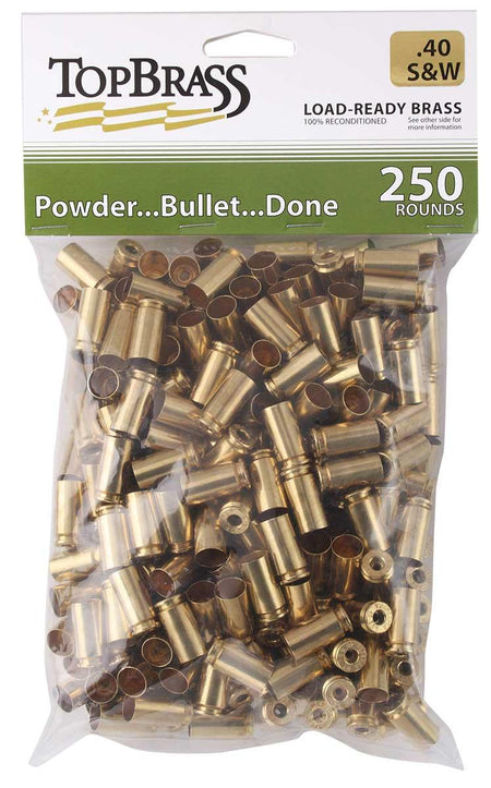 Top Brass .40 S&W Bulk Grade A+ Unprimed Remanufactured Brass Cases 250/ct