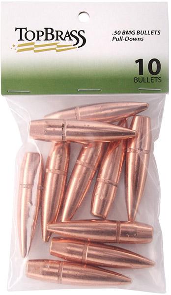 Top Brass .50 BMG 647 Grain FMJ Pull-Down Projectiles 10/ct