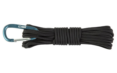 UST 550 Paracord Utility Cord 30 Foot, 100% Nylon Construction, Black, Carabiner Included 1146761