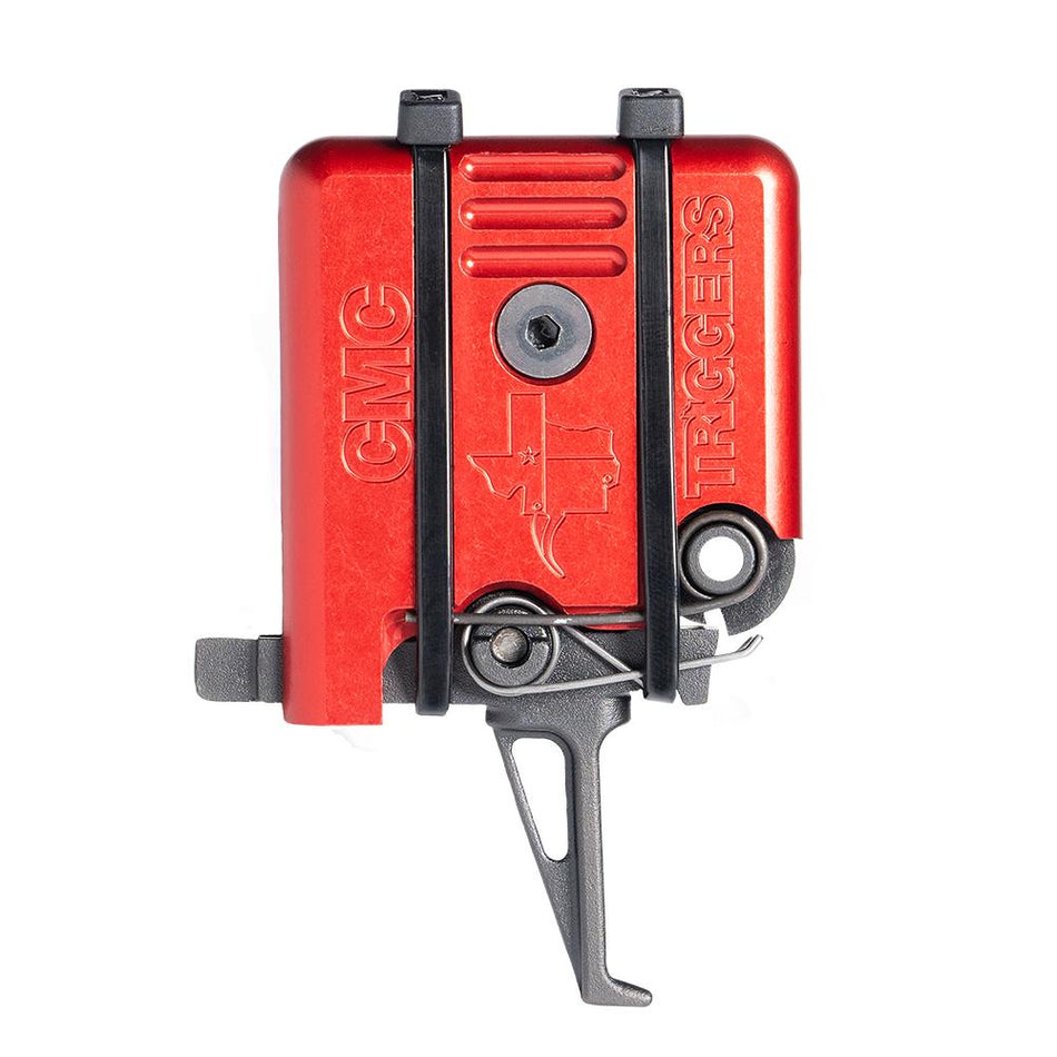 CMC Triggers Single Stage Flat Component Trigger AR-15/10 3.5 lb Small Pin Red Color