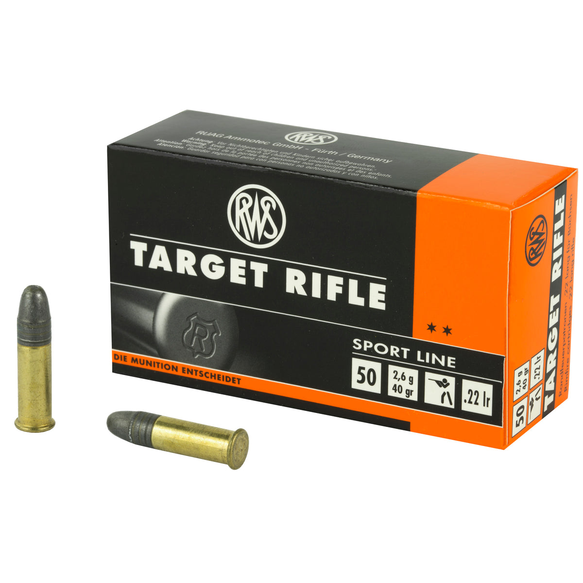 RWS .22 Long Rifle Target Rifle Sport Line 40 grain Lead Round Nose ammunition