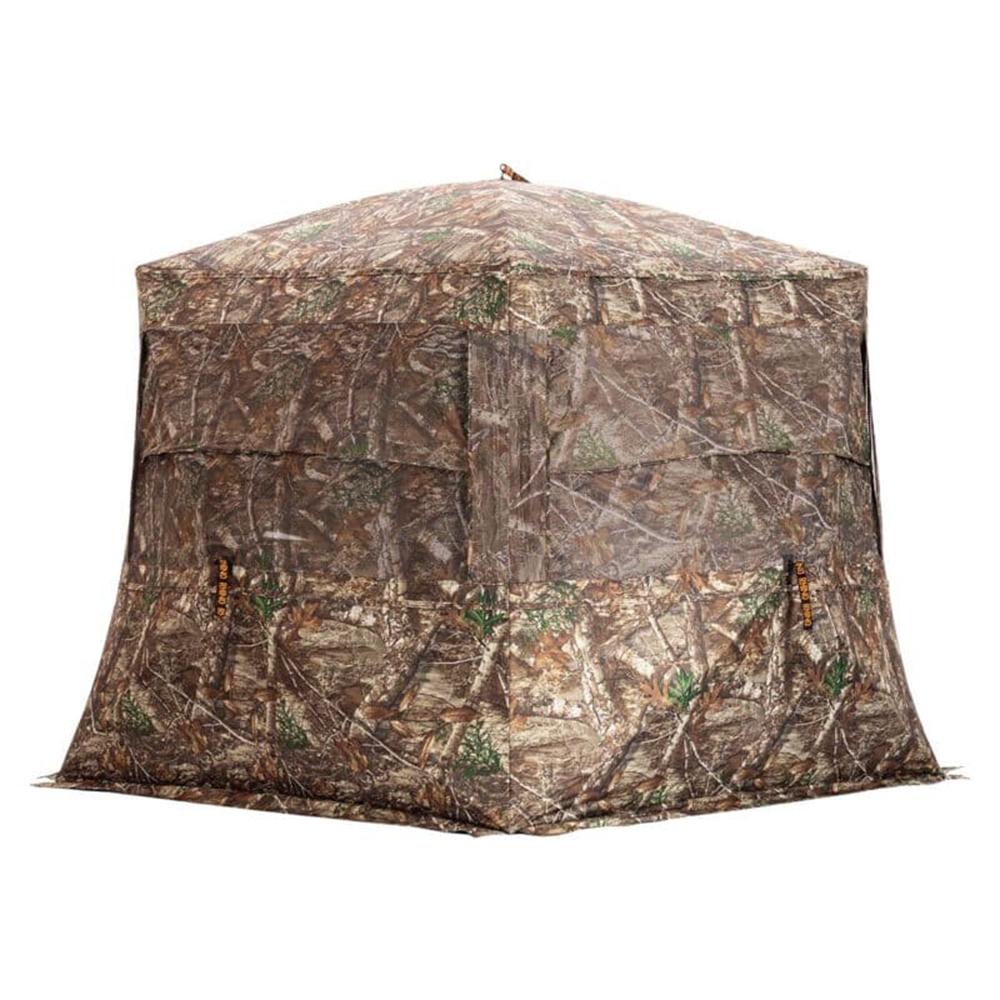 Rhino Low Hub Hunting Ground Blind Mossy Oak Country - Silent Slide Windows, 3 Hunters