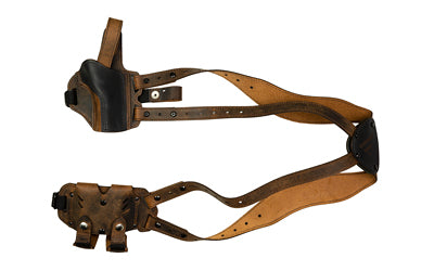 Versacarry Right Hand Deluxe Shoulder Holster for 1911, Distressed Brown, Leather/Kydex with Dual Mag Pouch SH22