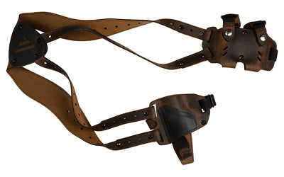 Versacarry Shoulder Holster Deluxe Right Hand Distressed Brown Leather Kydex Fits Shield Springfield XDs Glock 42/43